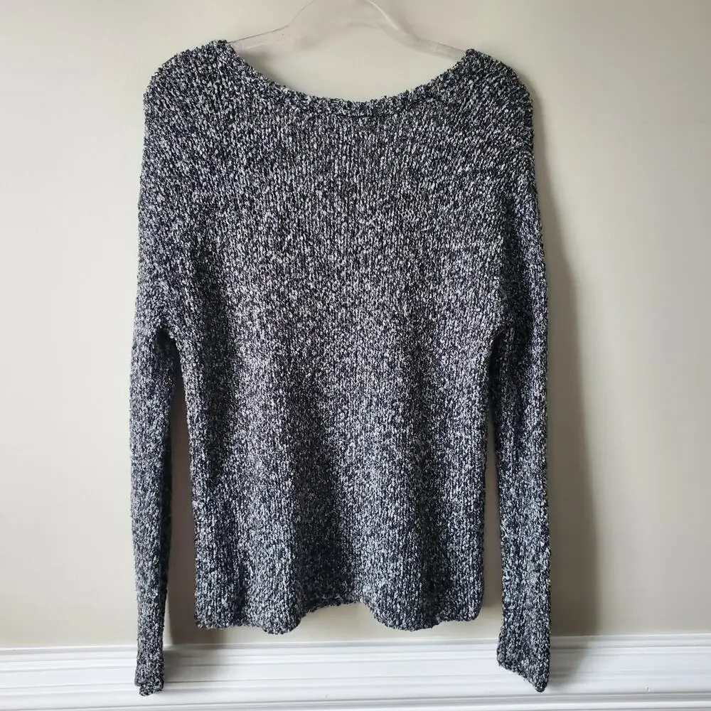 Women Garage Gray Marled V Neck Sweater S Scandi Minimal Classic Cozy Casual